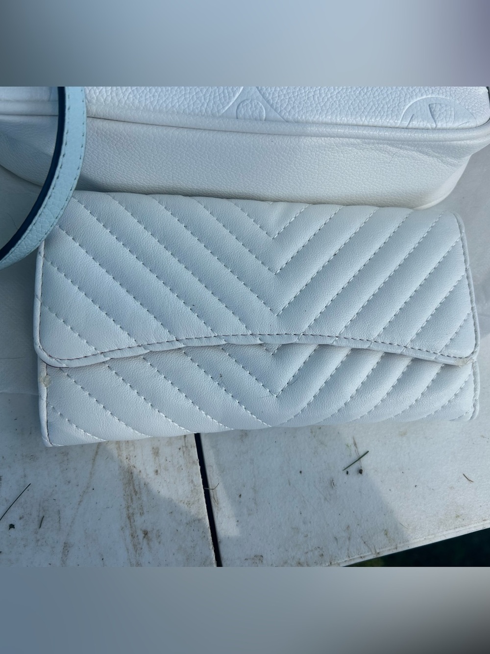 White Quilted Chevron Crossbody Wallet - Stylish Everyday Bag